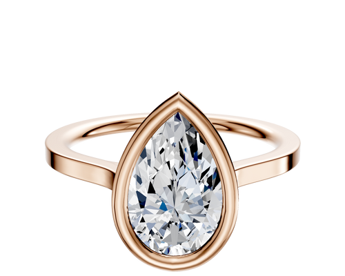 14K Rose Gold Bezel Full Bezel East/West Cathedral Flat 1.5mm Engagement Ring