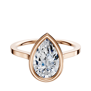 14K Rose Gold Bezel Full Bezel East/West Cathedral Flat 1.5mm Engagement Ring