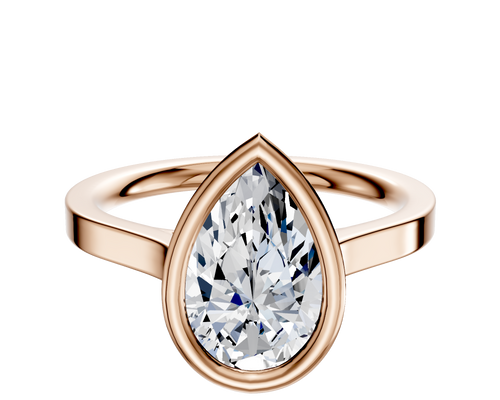 14K Rose Gold Bezel Full Bezel East/West Cathedral Flat 2.0mm Engagement Ring