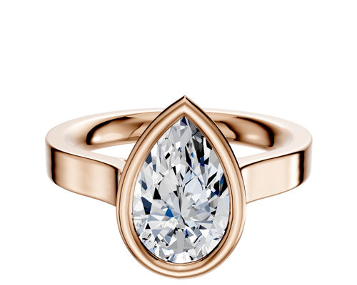 14K Rose Gold Bezel Full Bezel East/West Cathedral Flat 3.0mm Engagement Ring