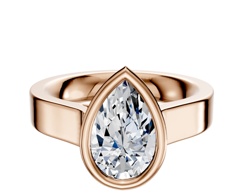 14K Rose Gold Bezel Full Bezel East/West Cathedral Flat 4.0mm Engagement Ring