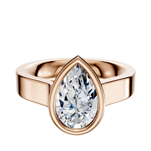 14K Rose Gold Bezel Full Bezel East/West Cathedral Flat 4.0mm Engagement Ring