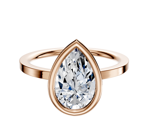 14K Rose Gold Bezel Full Bezel East/West Classic Flat 1.5mm Engagement Ring