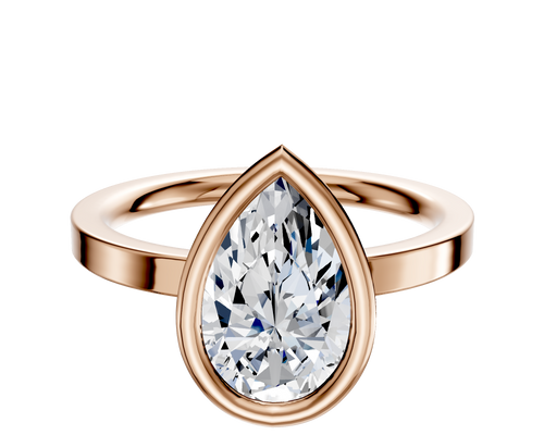 14K Rose Gold Bezel Full Bezel East/West Classic Flat 2.0mm Engagement Ring