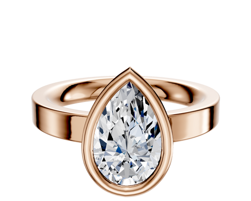 14K Rose Gold Bezel Full Bezel East/West Classic Flat 3.0mm Engagement Ring