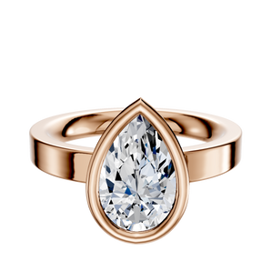 14K Rose Gold Bezel Full Bezel East/West Classic Flat 3.0mm Engagement Ring