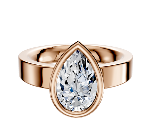 14K Rose Gold Bezel Full Bezel East/West Classic Flat 4.0mm Engagement Ring