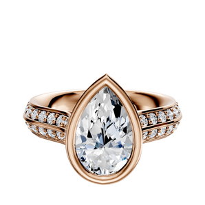 14K Rose Gold Bezel Full Bezel East/West Cathedral Knife Edge 1-Row-Pave 2.5mm Engagement Ring
