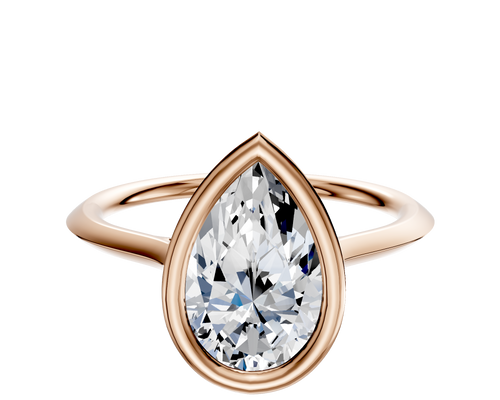 14K Rose Gold Bezel Full Bezel East/West Cathedral Knife Edge 1.5mm Engagement Ring