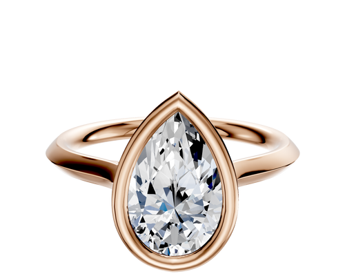 14K Rose Gold Bezel Full Bezel East/West Cathedral Knife Edge 2.0mm Engagement Ring