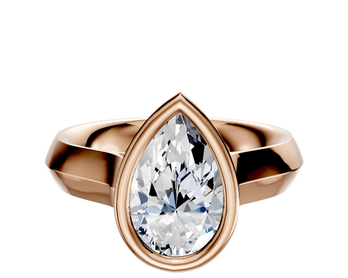 14K Rose Gold Bezel Full Bezel East/West Cathedral Knife Edge 4.0mm Engagement Ring