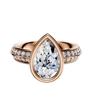 14K Rose Gold Bezel Full Bezel East/West Classic Knife Edge 1-Row-Pave 2.5mm Engagement Ring