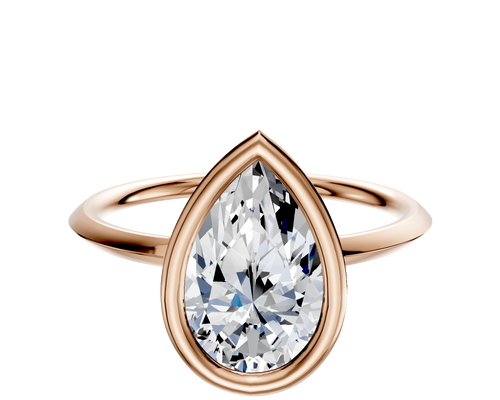 14K Rose Gold Bezel Full Bezel East/West Classic Knife Edge 1.5mm Engagement Ring