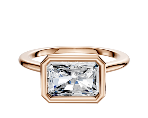 14K Rose Gold Bezel Full Bezel East/West Cathedral Dome 1.5mm Engagement Ring