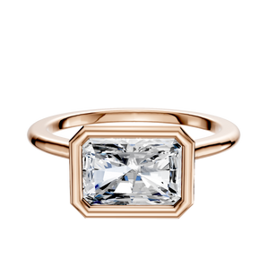 14K Rose Gold Bezel Full Bezel East/West Cathedral Dome 1.5mm Engagement Ring