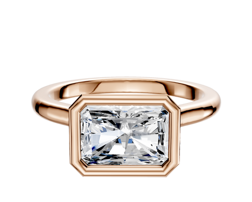 14K Rose Gold Bezel Full Bezel East/West Cathedral Dome 2.0mm Engagement Ring