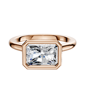 14K Rose Gold Bezel Full Bezel East/West Cathedral Dome 2.0mm Engagement Ring