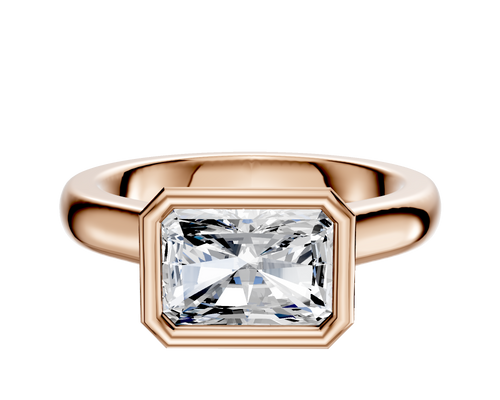 14K Rose Gold Bezel Full Bezel East/West Cathedral Dome 3.0mm Engagement Ring