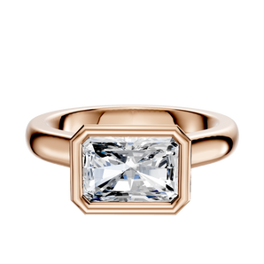 14K Rose Gold Bezel Full Bezel East/West Cathedral Dome 3.0mm Engagement Ring