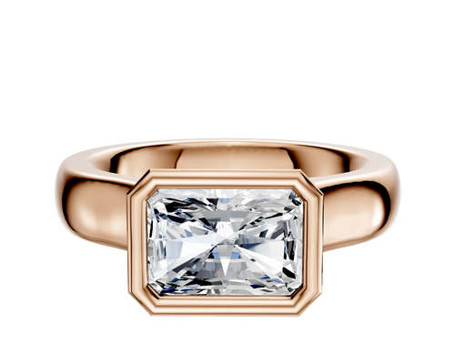 14K Rose Gold Bezel Full Bezel East/West Cathedral Dome 4.0mm Engagement Ring