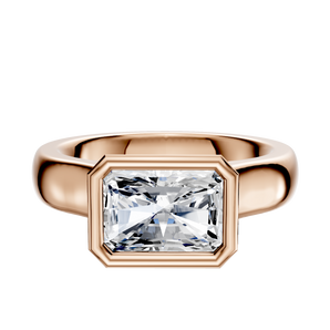 14K Rose Gold Bezel Full Bezel East/West Cathedral Dome 4.0mm Engagement Ring