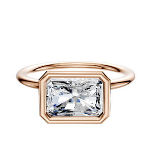 14K Rose Gold Bezel Full Bezel East/West Classic Dome 1.5mm Engagement Ring