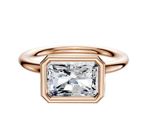 14K Rose Gold Bezel Full Bezel East/West Classic Dome 2.0mm Engagement Ring