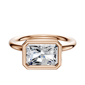 14K Rose Gold Bezel Full Bezel East/West Classic Dome 2.0mm Engagement Ring