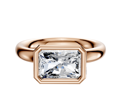 14K Rose Gold Bezel Full Bezel East/West Classic Dome 3.0mm Engagement Ring