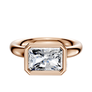 14K Rose Gold Bezel Full Bezel East/West Classic Dome 3.0mm Engagement Ring