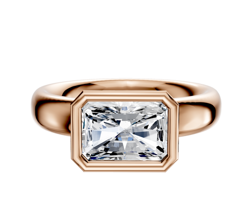 14K Rose Gold Bezel Full Bezel East/West Classic Dome 4.0mm Engagement Ring