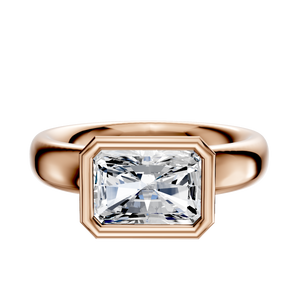 14K Rose Gold Bezel Full Bezel East/West Classic Dome 4.0mm Engagement Ring