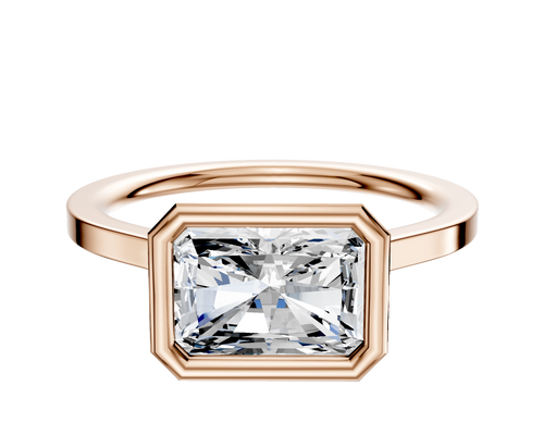 14K Rose Gold Bezel Full Bezel East/West Cathedral Flat 1.5mm Engagement Ring