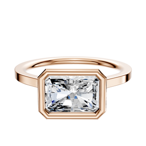 14K Rose Gold Bezel Full Bezel East/West Cathedral Flat 1.5mm Engagement Ring