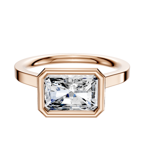 14K Rose Gold Bezel Full Bezel East/West Cathedral Flat 2.0mm Engagement Ring