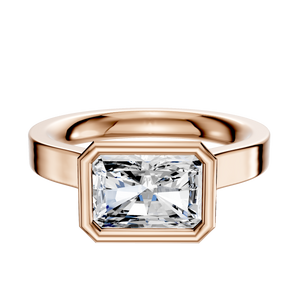14K Rose Gold Bezel Full Bezel East/West Cathedral Flat 3.0mm Engagement Ring
