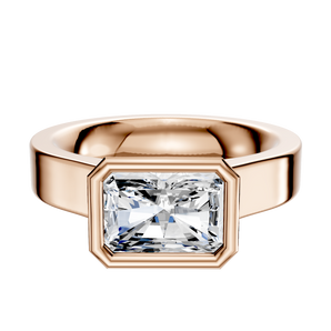 14K Rose Gold Bezel Full Bezel East/West Cathedral Flat 4.0mm Engagement Ring