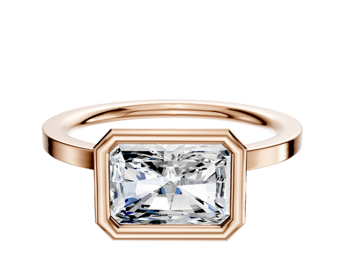 14K Rose Gold Bezel Full Bezel East/West Classic Flat 1.5mm Engagement Ring