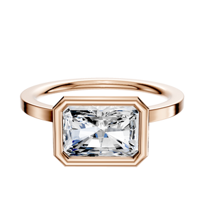 14K Rose Gold Bezel Full Bezel East/West Classic Flat 1.5mm Engagement Ring