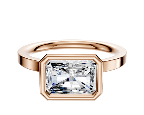 14K Rose Gold Bezel Full Bezel East/West Classic Flat 2.0mm Engagement Ring
