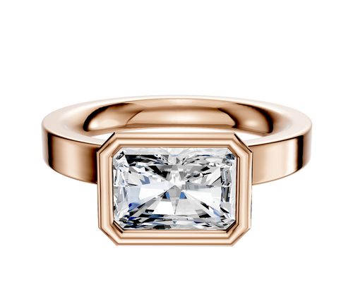 14K Rose Gold Bezel Full Bezel East/West Classic Flat 3.0mm Engagement Ring