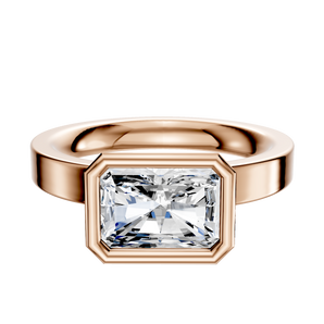 14K Rose Gold Bezel Full Bezel East/West Classic Flat 3.0mm Engagement Ring