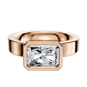 14K Rose Gold Bezel Full Bezel East/West Classic Flat 4.0mm Engagement Ring