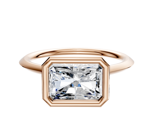 14K Rose Gold Bezel Full Bezel East/West Cathedral Knife Edge 1.5mm Engagement Ring