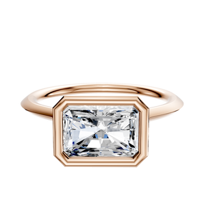 14K Rose Gold Bezel Full Bezel East/West Cathedral Knife Edge 1.5mm Engagement Ring