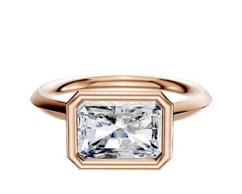 14K Rose Gold Bezel Full Bezel East/West Cathedral Knife Edge 2.0mm Engagement Ring