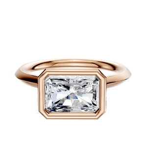 14K Rose Gold Bezel Full Bezel East/West Cathedral Knife Edge 2.0mm Engagement Ring