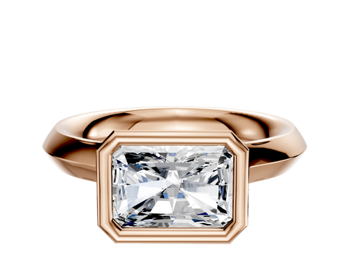 14K Rose Gold Bezel Full Bezel East/West Cathedral Knife Edge 3.0mm Engagement Ring
