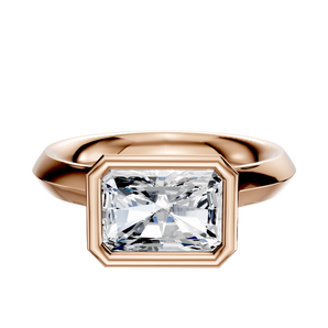 14K Rose Gold Bezel Full Bezel East/West Cathedral Knife Edge 3.0mm Engagement Ring