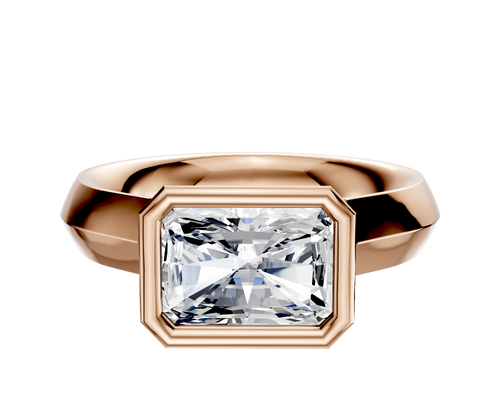 14K Rose Gold Bezel Full Bezel East/West Cathedral Knife Edge 4.0mm Engagement Ring